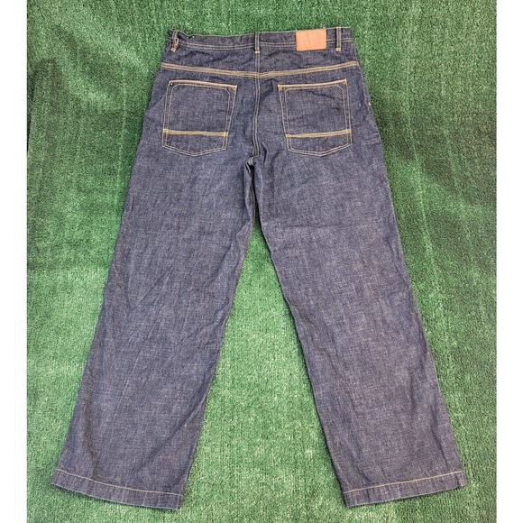 Ecko Unltd. Mens Classic Straight Jeans Blue 5 Pocket Baggy Fit Stitching 40x32 - Picture 2 of 10